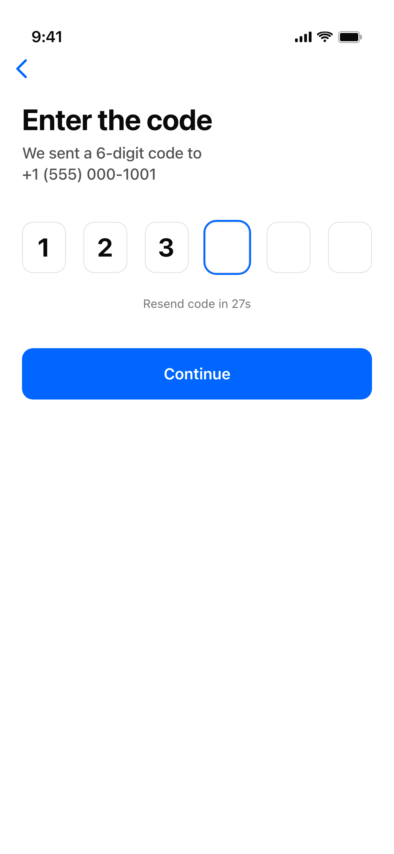 CircleUp OTP entry screen with a six-digit code input.
